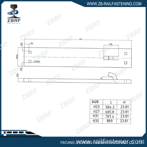 H series hook twin tie plate for turnout